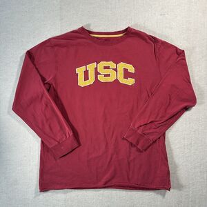 USC Trojans Long sleeve Pullover Red Yellow College Logo Vintage Distressed L